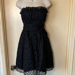 betsey johnson evening dresses 1990s Betsey Johnson Pink Vintage Dress With Black Net Overlay & Lace main image 1